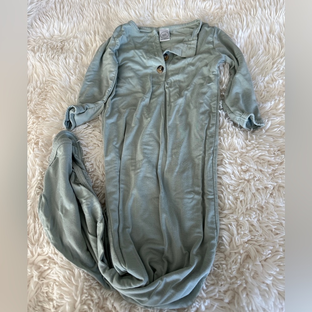 3-6 month Lou Lou & Company Knotted Gown - sage green